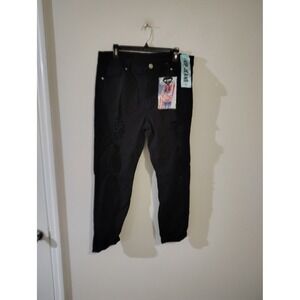 VIP Jeans Womens Black Distressed Ripped Skinny Jeans Size 18 NWT